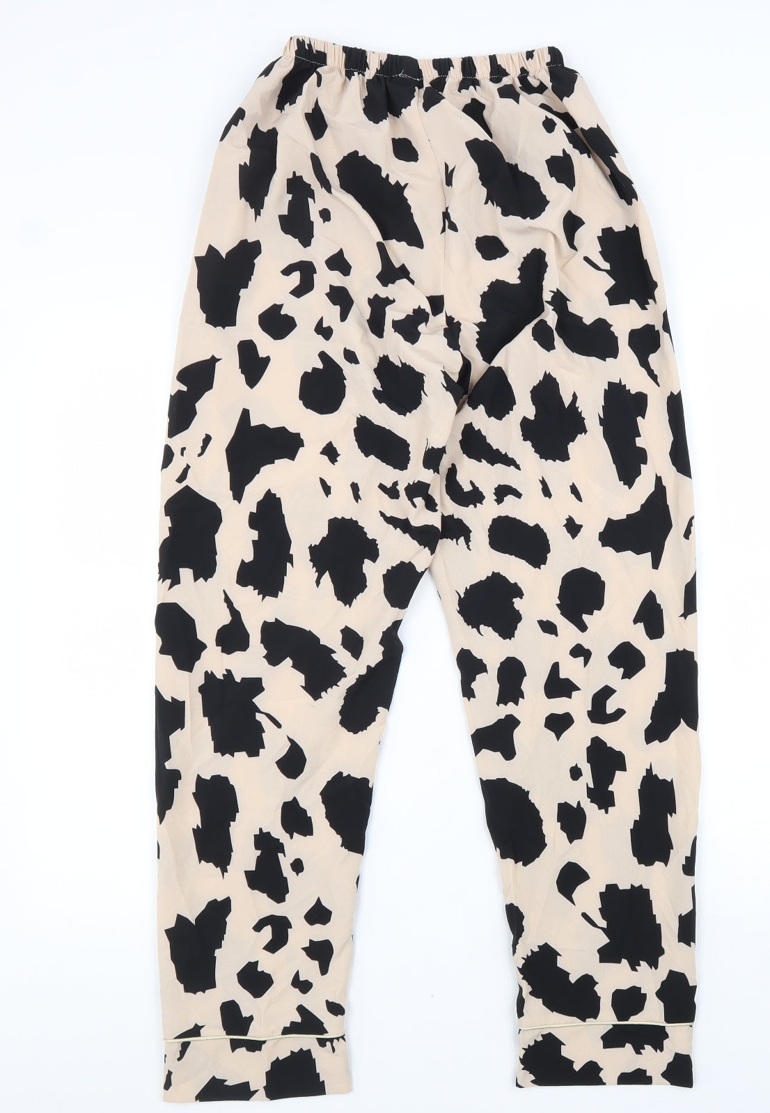 Preworn Womens Beige Geometric Polyester Trousers Size M L28 in Regular
