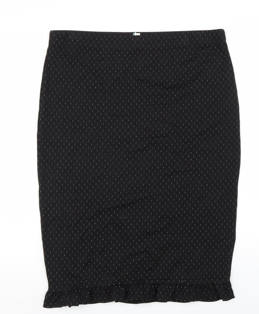 Max Studio Womens Black Polka Dot Rayon Trumpet Skirt Size L