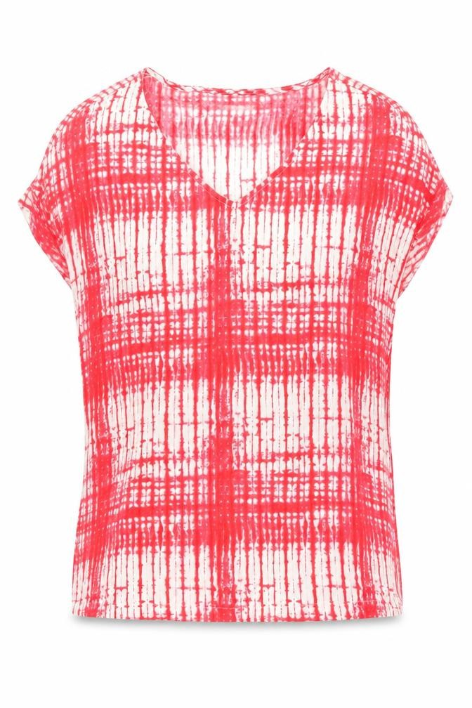 YOUH! Womens Red Geometric Viscose Basic Blouse Size 12 V-Neck