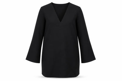 Zara Womens Black Polyester Shift Size L V-Neck Pullover