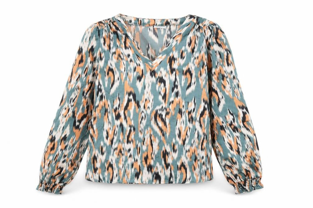 VILA Womens Multicoloured Geometric Polyester Basic Blouse Size 6 V-Neck