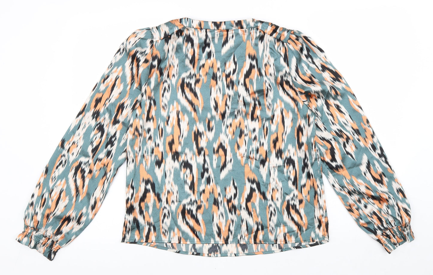 VILA Womens Multicoloured Geometric Polyester Basic Blouse Size 6 V-Neck