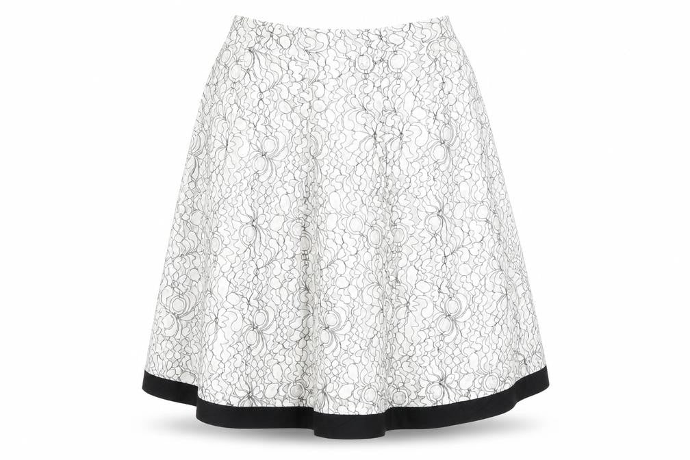 Casamia Womens White Geometric Cotton A-Line Skirt Size 14 Zip