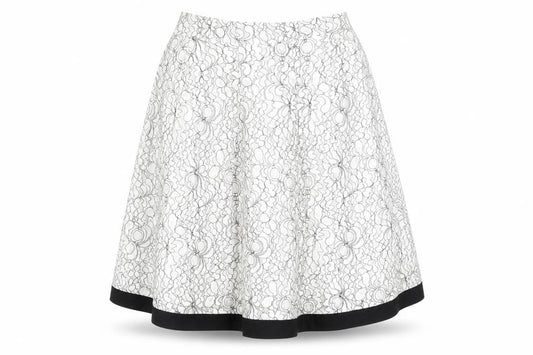 Casamia Womens White Geometric Cotton A-Line Skirt Size 14 Zip