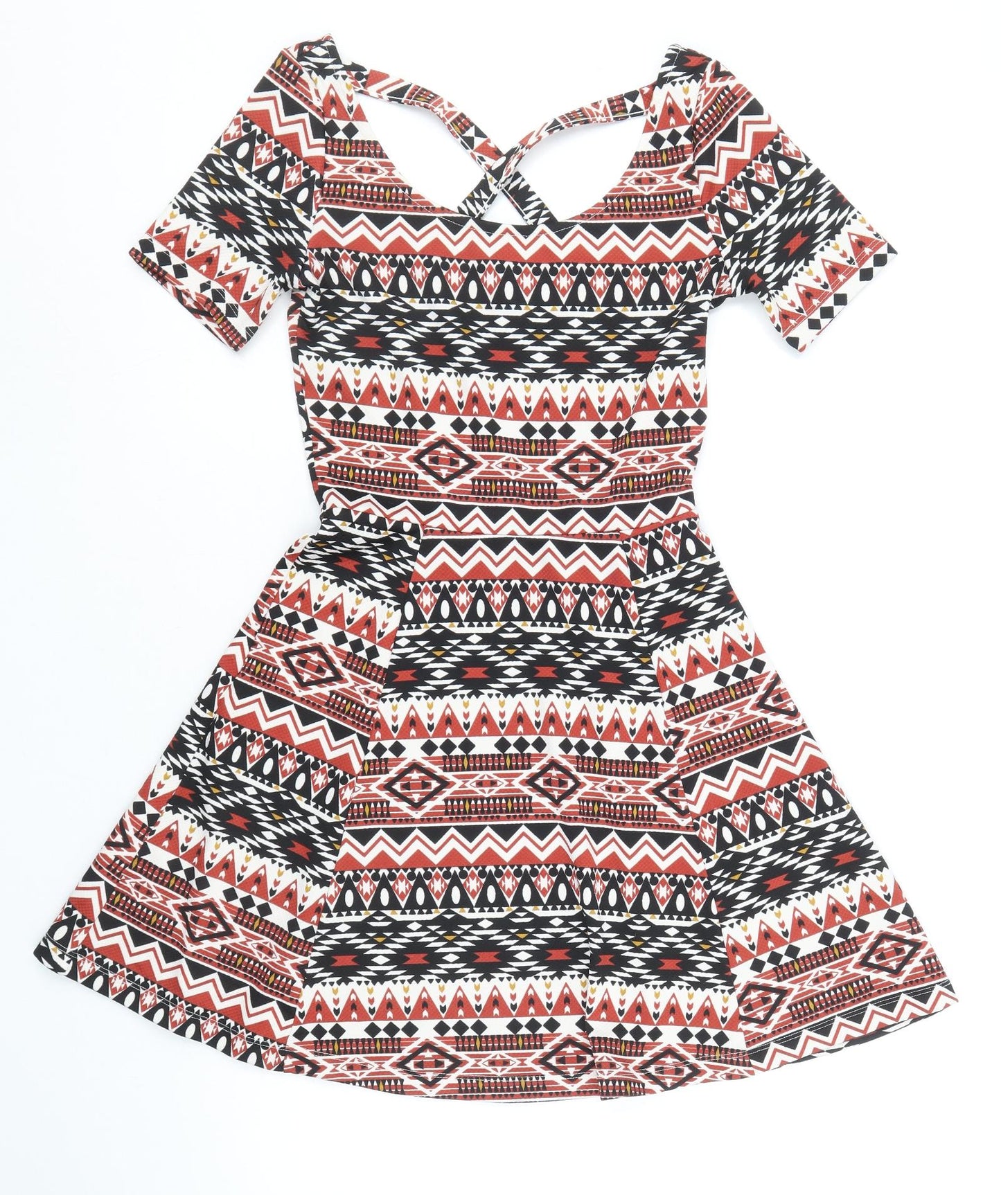 Divided by H&M Womens Multicoloured Geometric Polyester A-Line Size 8 Scoop Neck Pullover