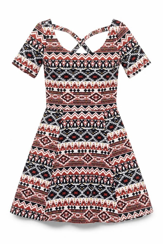 Divided by H&M Womens Multicoloured Geometric Polyester A-Line Size 8 Scoop Neck Pullover