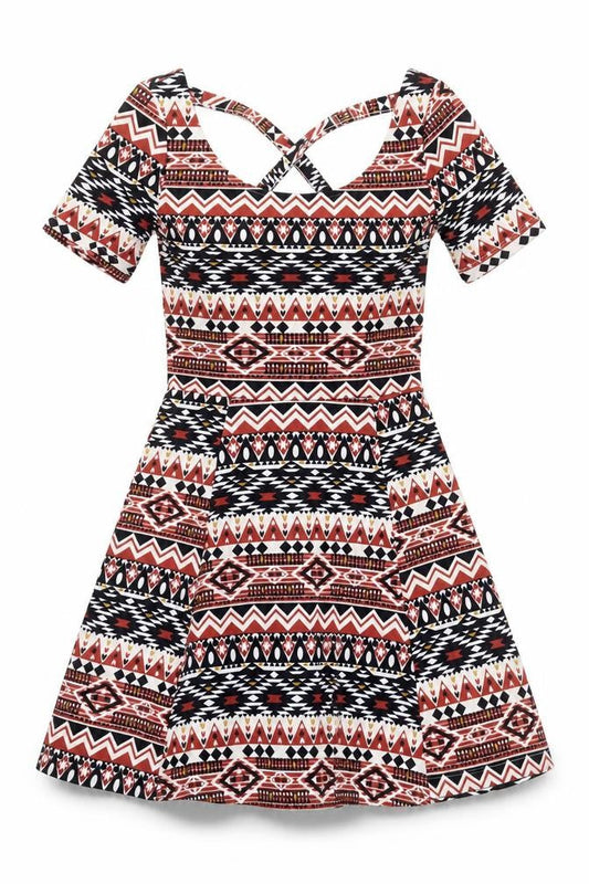 Divided by H&M Womens Multicoloured Geometric Polyester A-Line Size 8 Scoop Neck Pullover