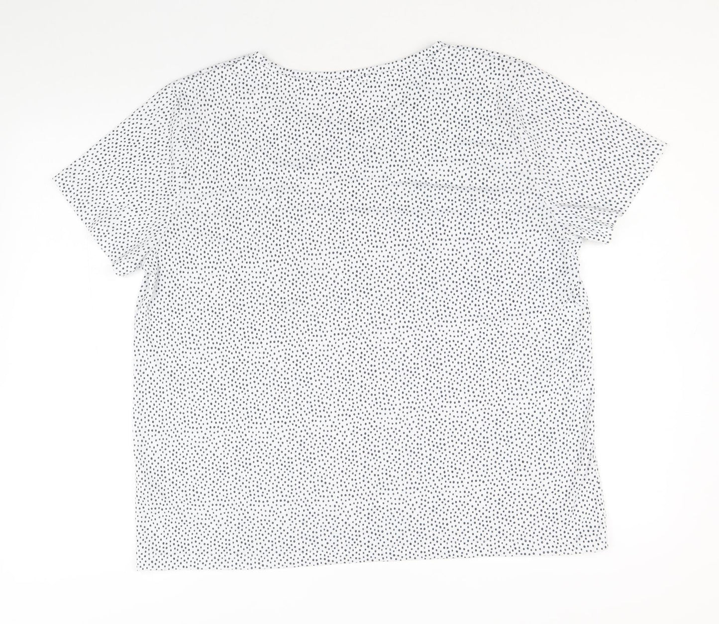 Marks and Spencer Womens White Geometric Polyester Basic T-Shirt Size 16 Round Neck
