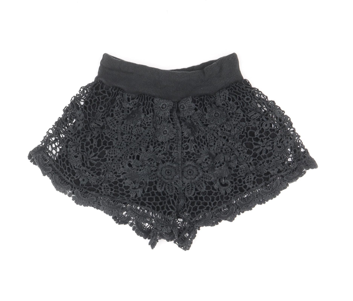 Preworn Girls Black Cotton Boyfriend Shorts Size 6 Years Regular