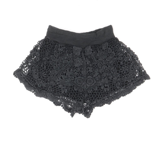 Preworn Girls Black Cotton Boyfriend Shorts Size 6 Years Regular