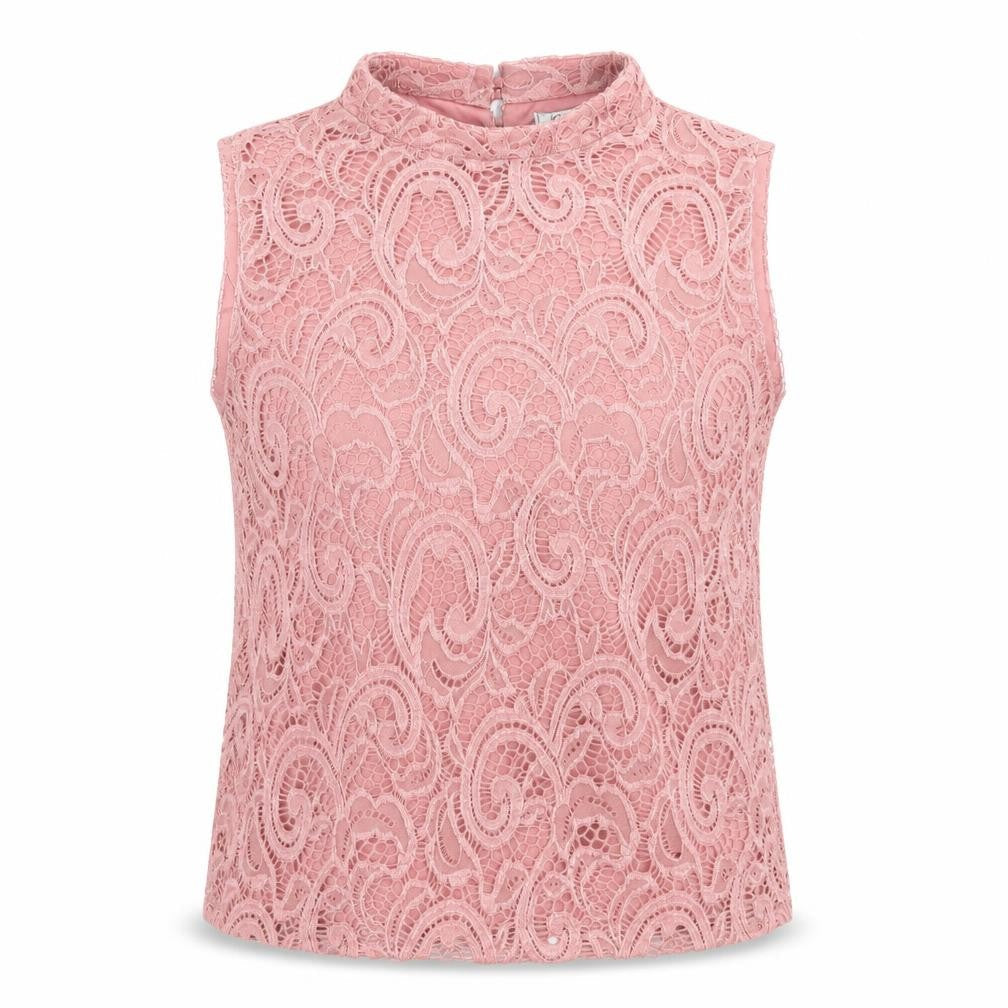 M&Co Girls Pink Nylon Basic Blouse Size 14 Years Mock Neck Button