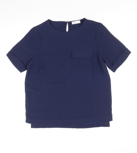 Papaya Womens Blue Polyester Basic T-Shirt Size 10 Round Neck