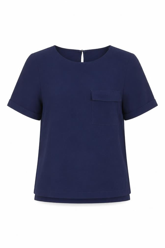 Papaya Womens Blue Polyester Basic T-Shirt Size 10 Round Neck