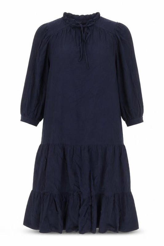 Marks and Spencer Womens Blue Viscose A-Line Size S Round Neck Tie