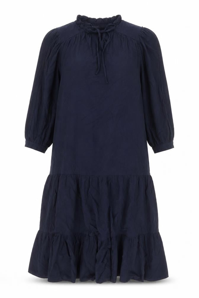 Marks & Spencer Womens Blue Viscose A-Line Size S Round Neck Tie
