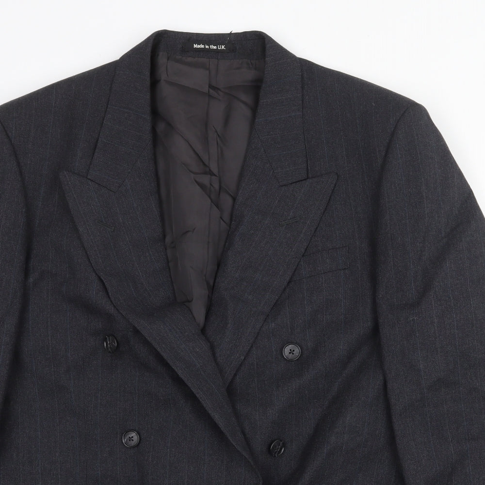 St Michael Mens Grey Striped Wool Jacket Suit Jacket Size 40 Regular