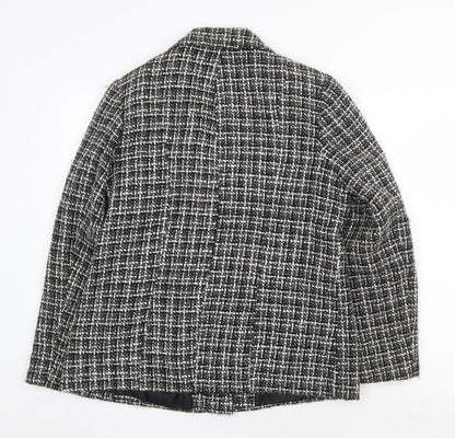 Wardrobe Womens Black Plaid Jacket Blazer Size 14 Button