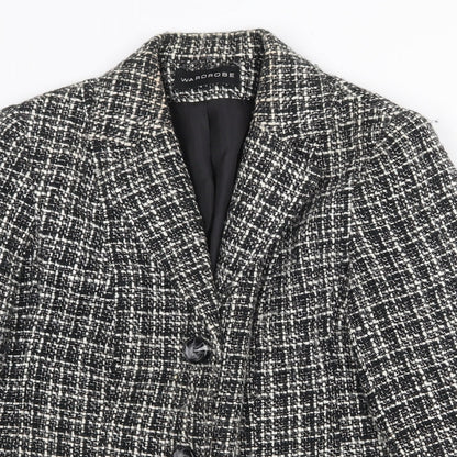 Wardrobe Womens Black Plaid Jacket Blazer Size 14 Button