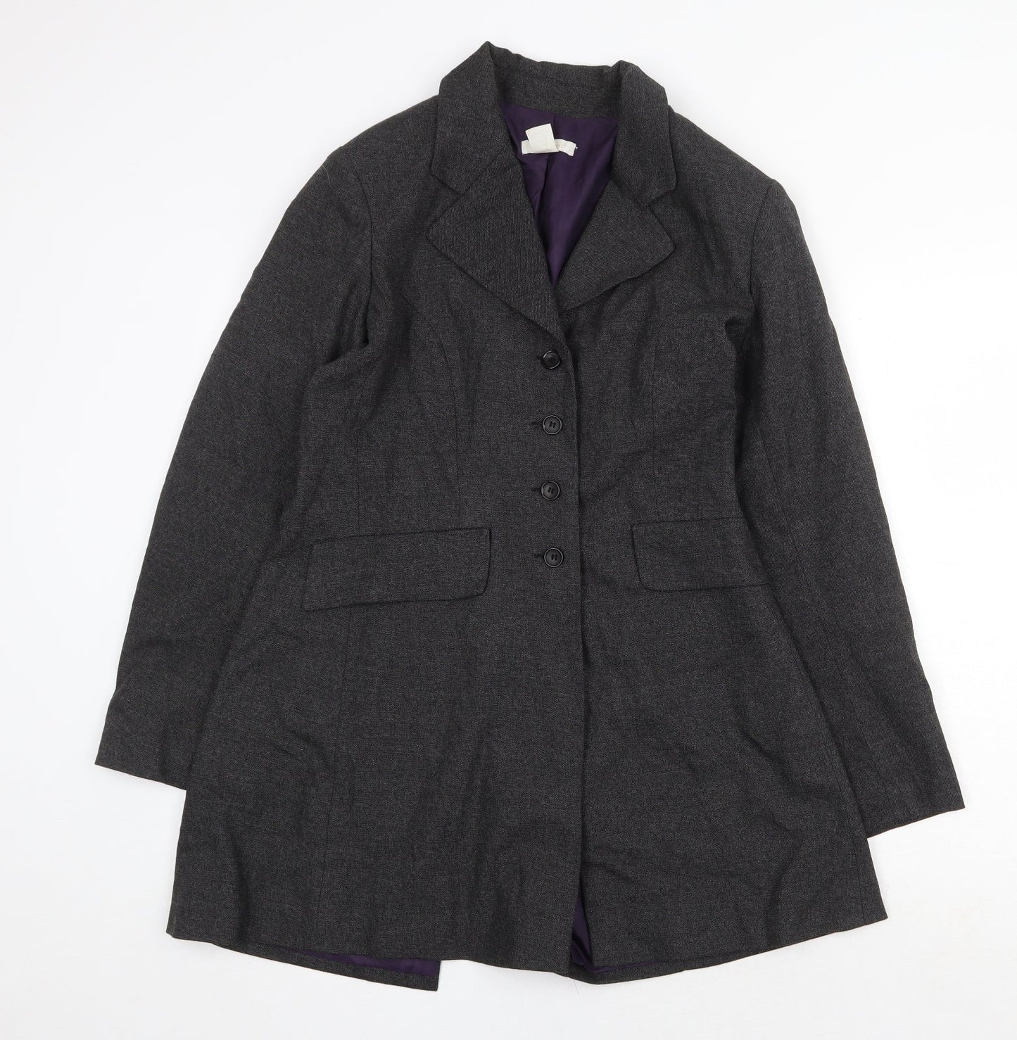 Matin blanc Womens Grey Pea Coat Coat Size 12 Button