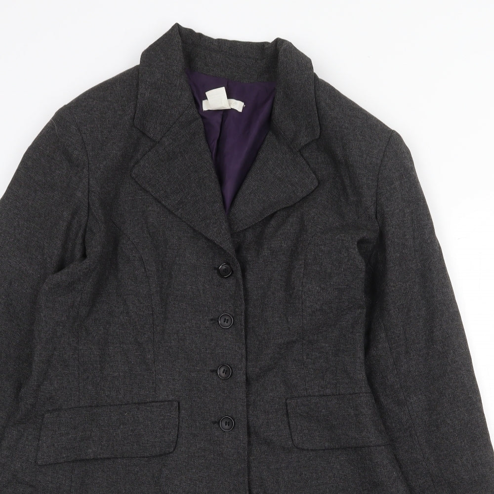 Matin blanc Womens Grey Pea Coat Coat Size 12 Button