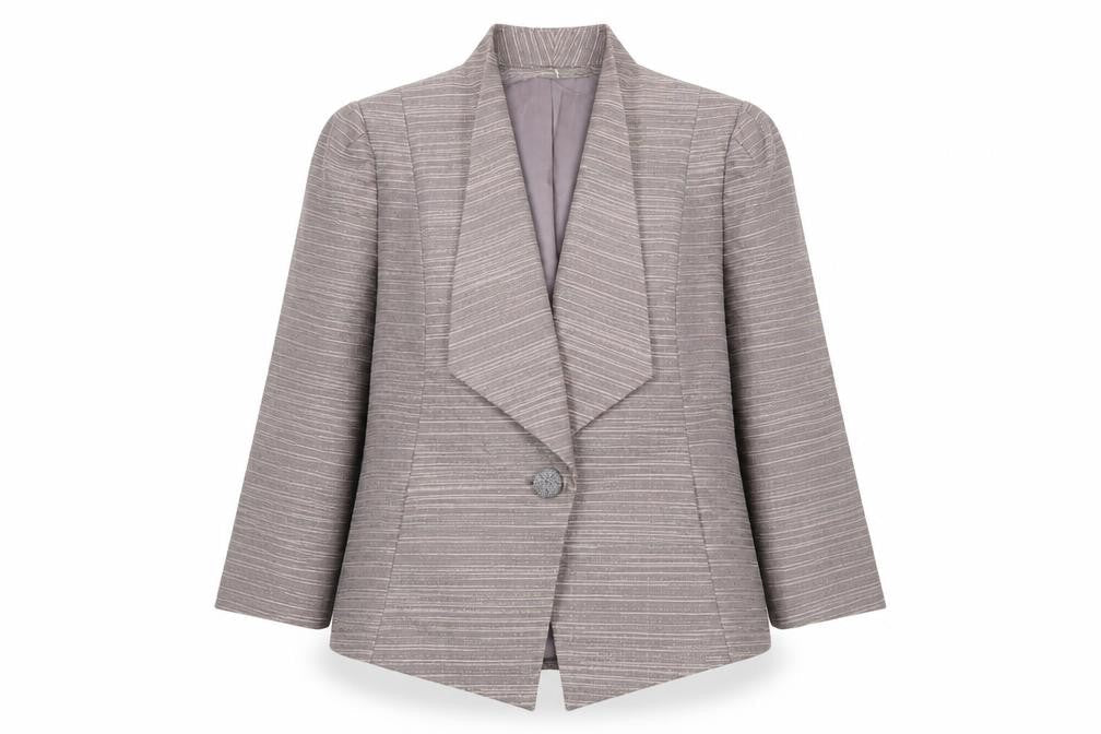 Country Casuals Womens Grey Striped Jacket Blazer Size 16 Button