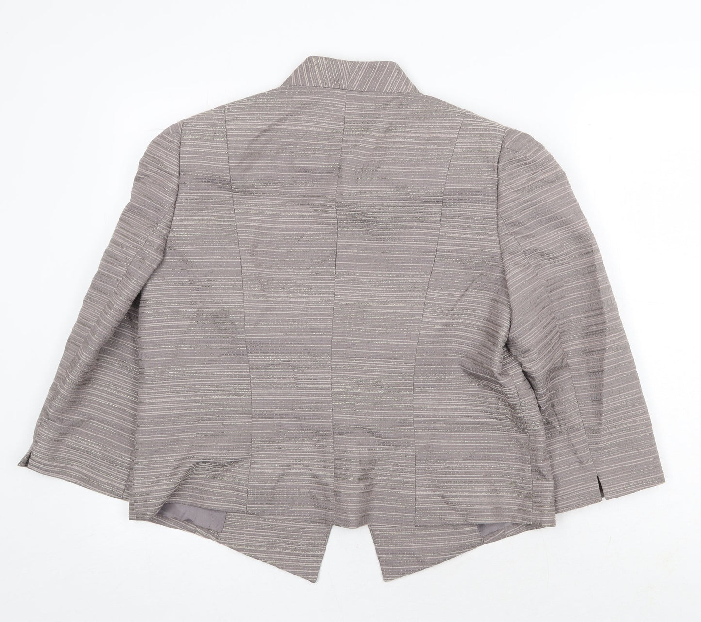 Country Casuals Womens Grey Striped Jacket Blazer Size 16 Button