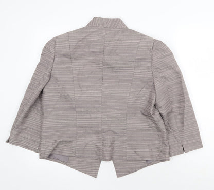Country Casuals Womens Grey Striped Jacket Blazer Size 16 Button