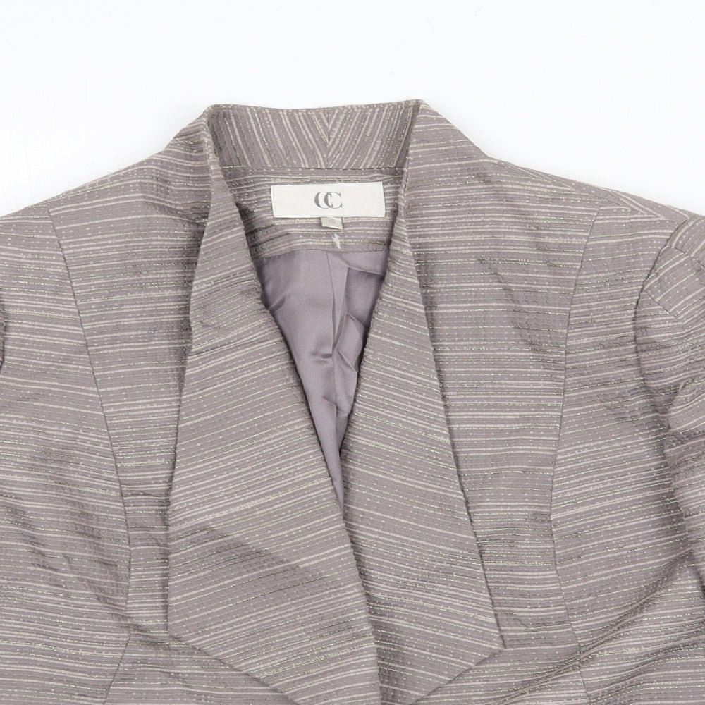 Country Casuals Womens Grey Striped Jacket Blazer Size 16 Button