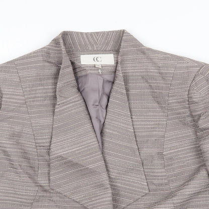 Country Casuals Womens Grey Striped Jacket Blazer Size 16 Button