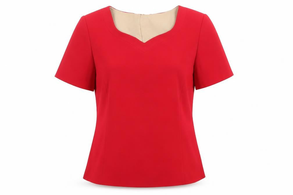 Preworn Womens Red Polyester Basic T-Shirt Size 12 Sweetheart