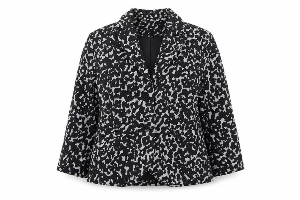 Soaked in Luxury Womens Black Geometric Jacket Blazer Size M Button