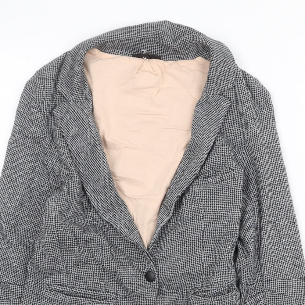 Topshop Womens Grey Geometric Jacket Blazer Size 8 Button