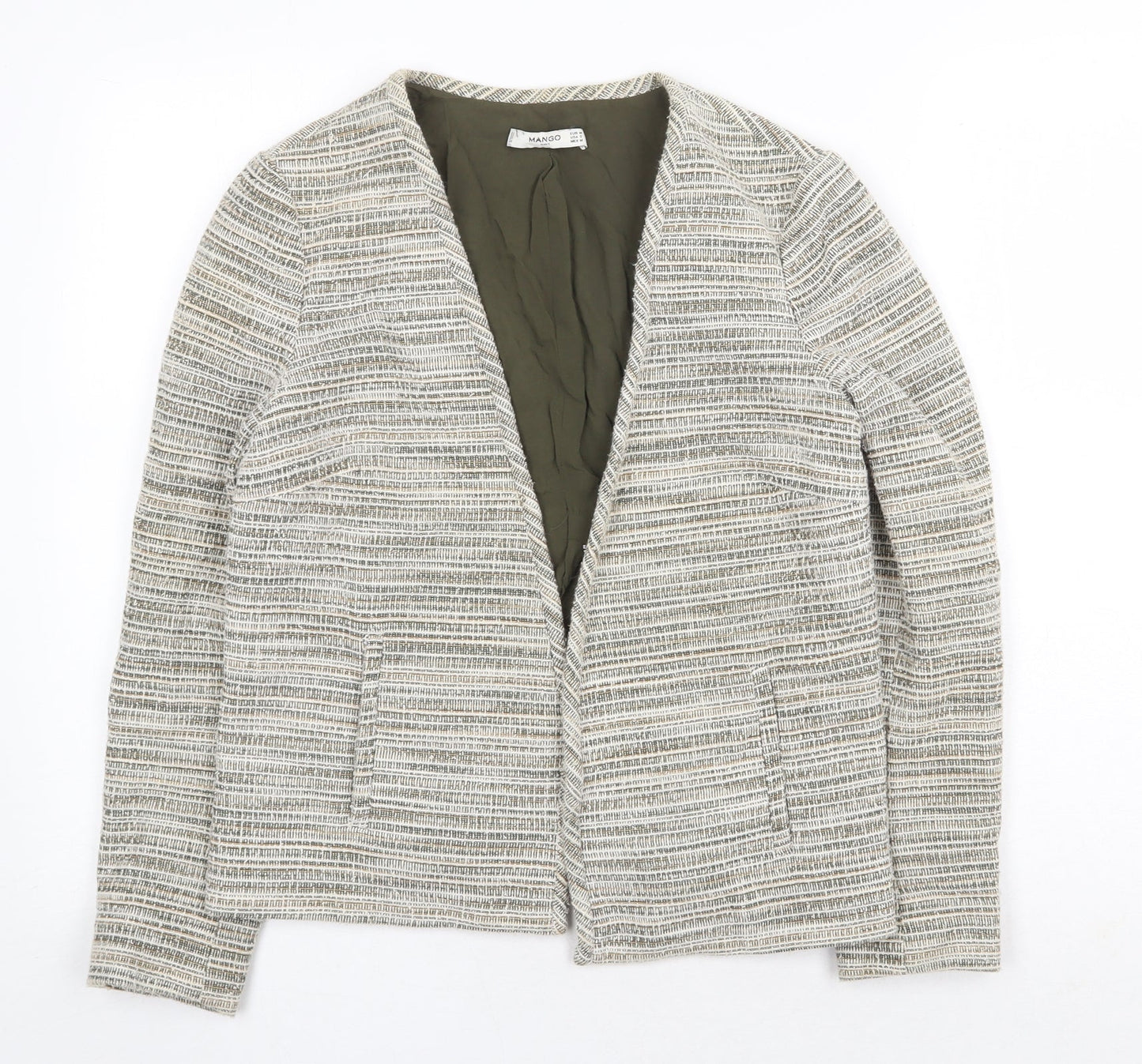 Mango Womens Grey Striped Jacket Blazer Size M