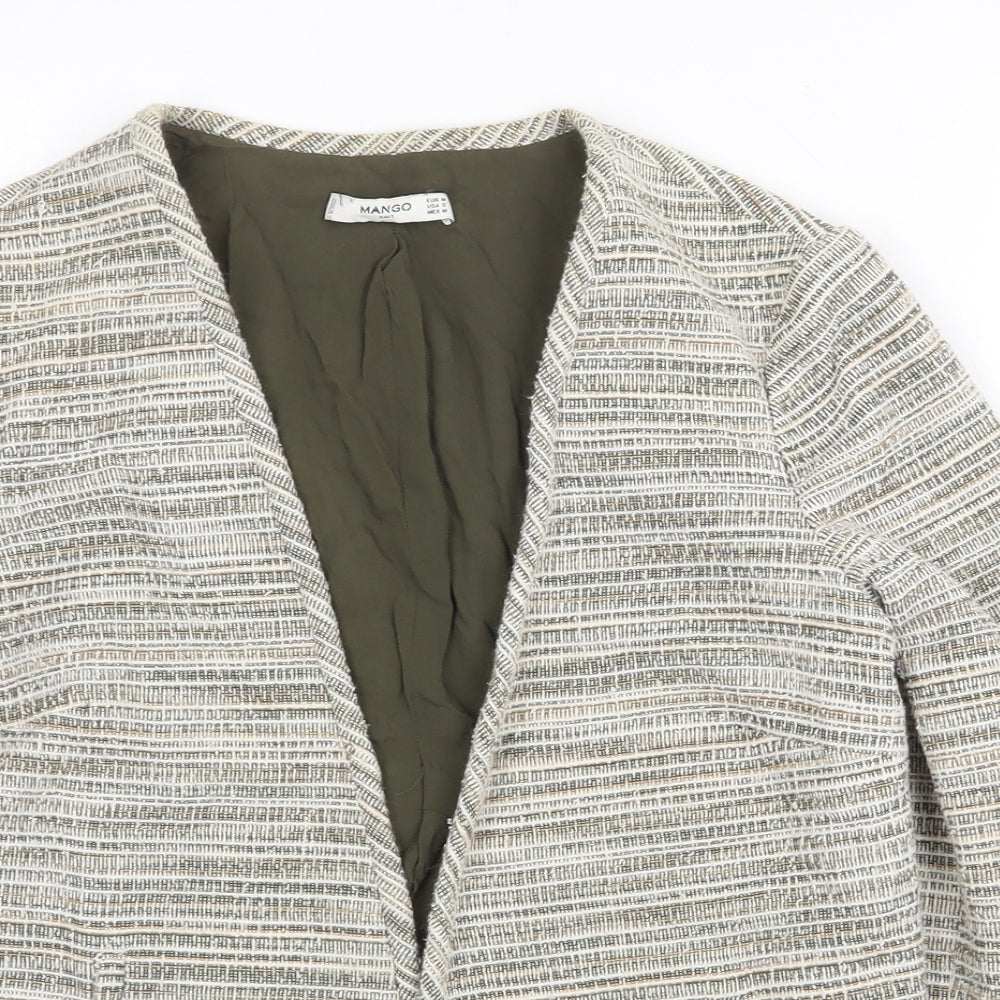 Mango Womens Grey Striped Jacket Blazer Size M
