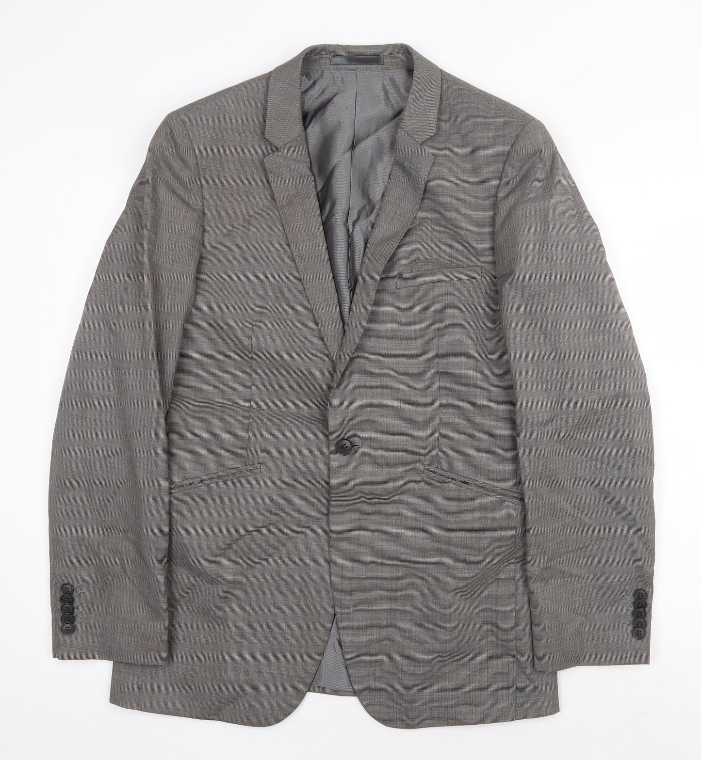 One Six Five Mens Grey Polyester Jacket Suit Jacket Size 38 Regular
