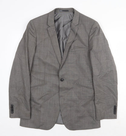 ONESIX5IVE Mens Grey Polyester Jacket Suit Jacket Size 38 Regular
