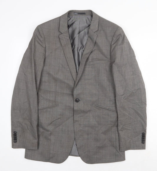 One Six Five Mens Grey Polyester Jacket Suit Jacket Size 38 Regular