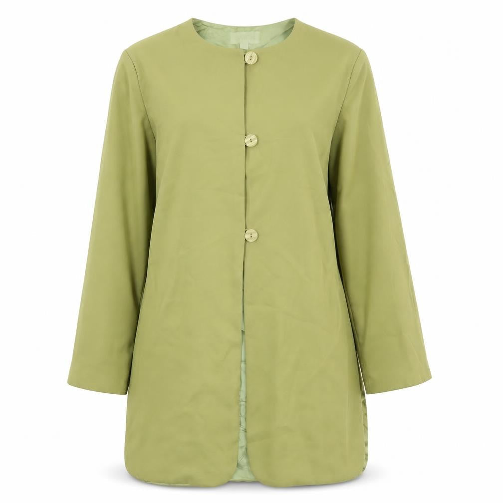 Sensations Womens Green Overcoat Coat Size L Button
