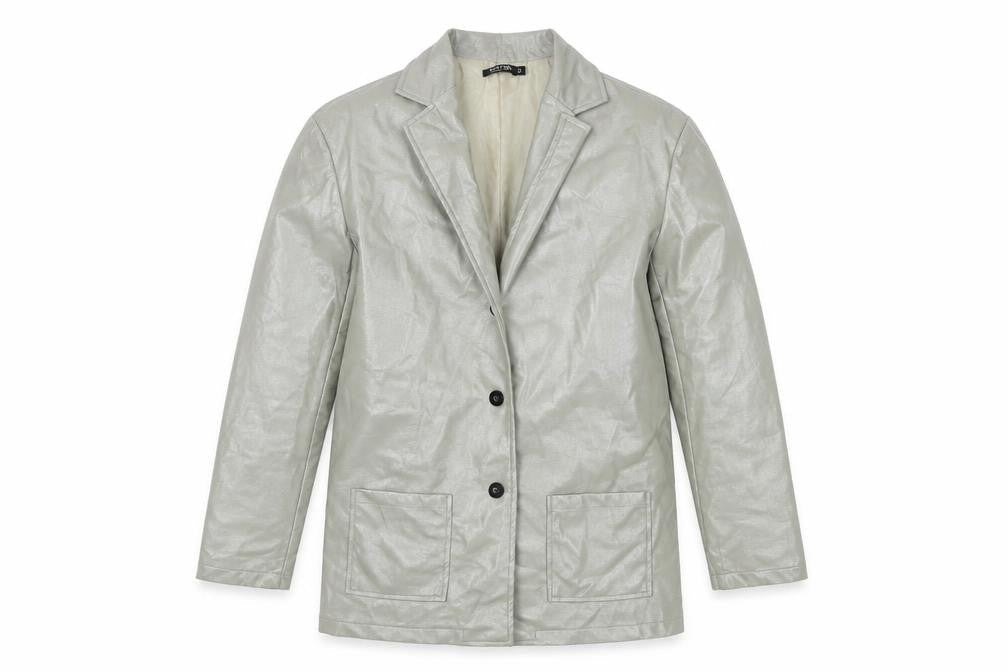 Nasty Gal Womens Green Jacket Size 8 Button - Faux Leather