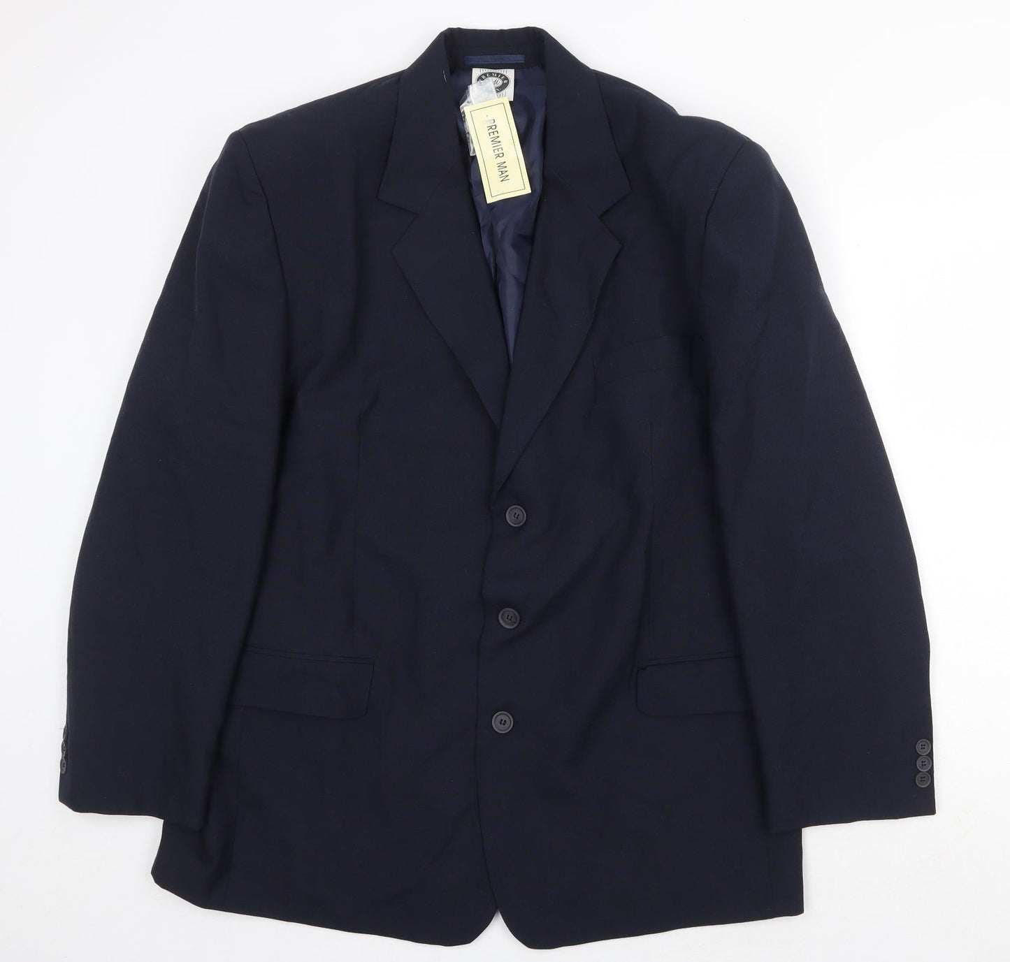 Premier Man Mens Blue Polyester Jacket Suit Jacket Size 44 Regular