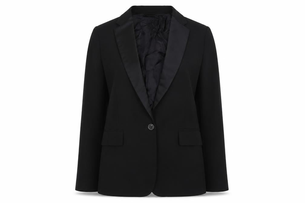 Zara Womens Black Polyester Tuxedo Suit Jacket Size XS Button