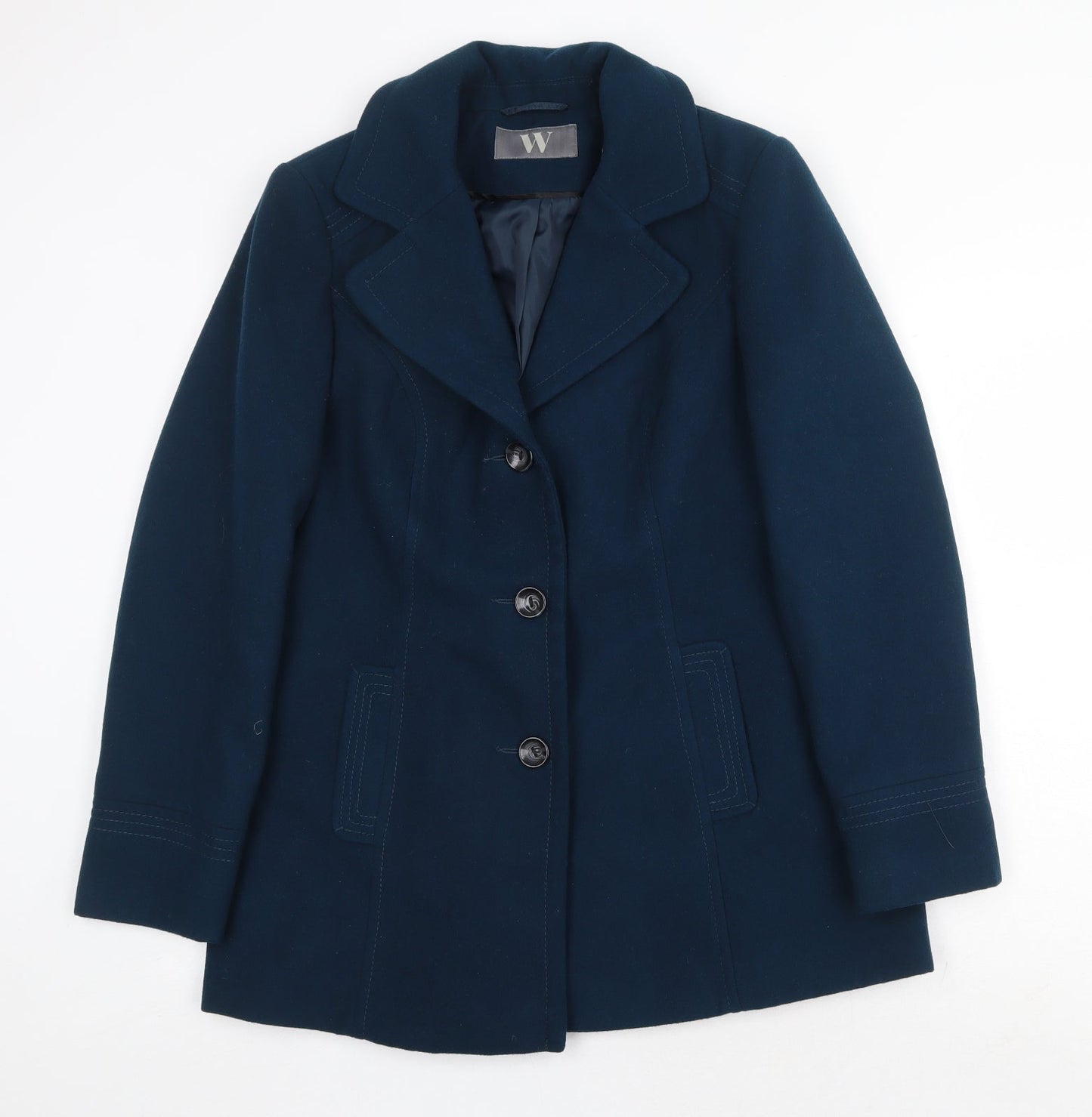 BHS Womens Green Pea Coat Coat Size 14 Button