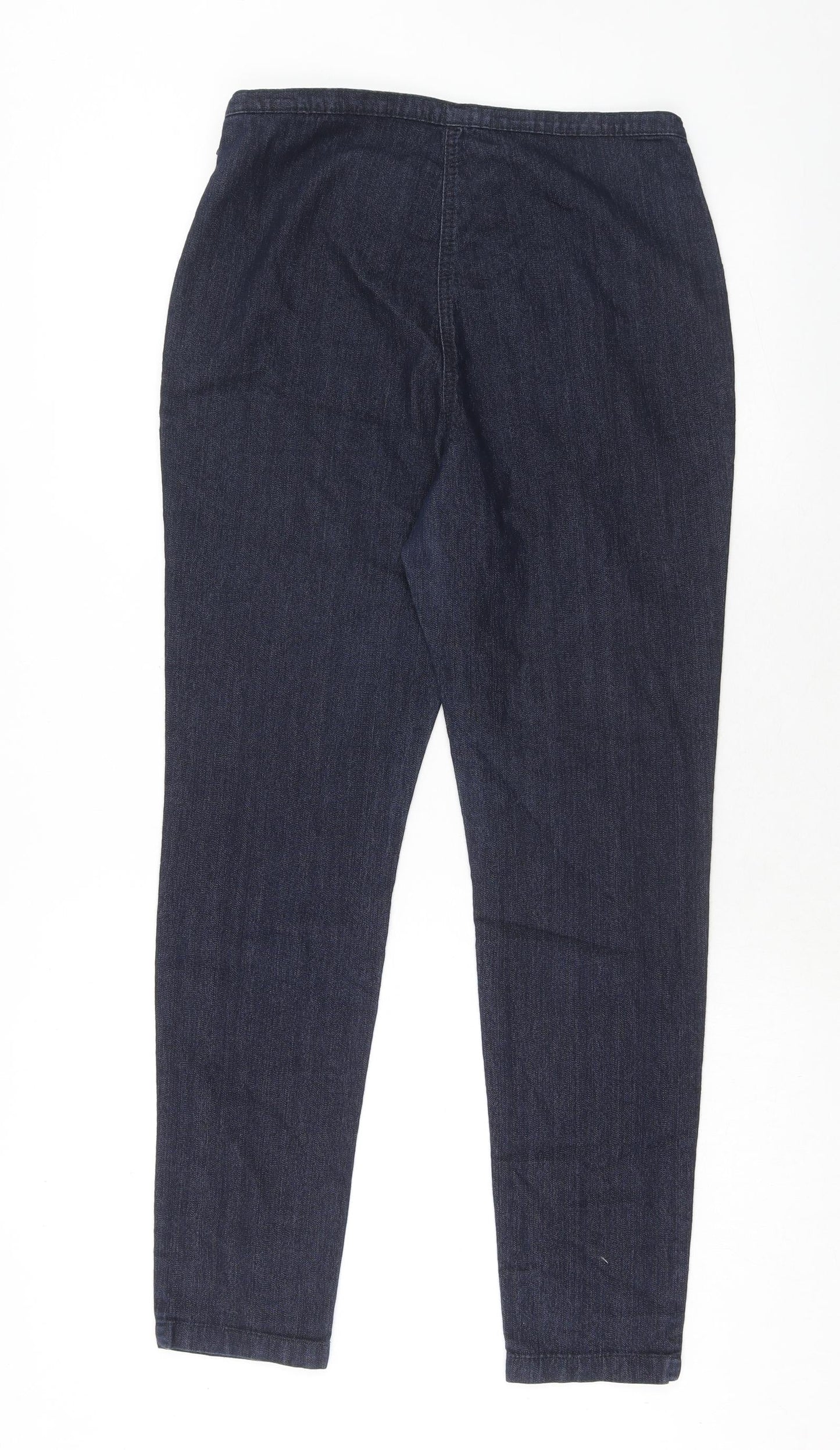 Marks and Spencer Womens Blue Cotton Skinny Jeans Size 12 Regular Zip