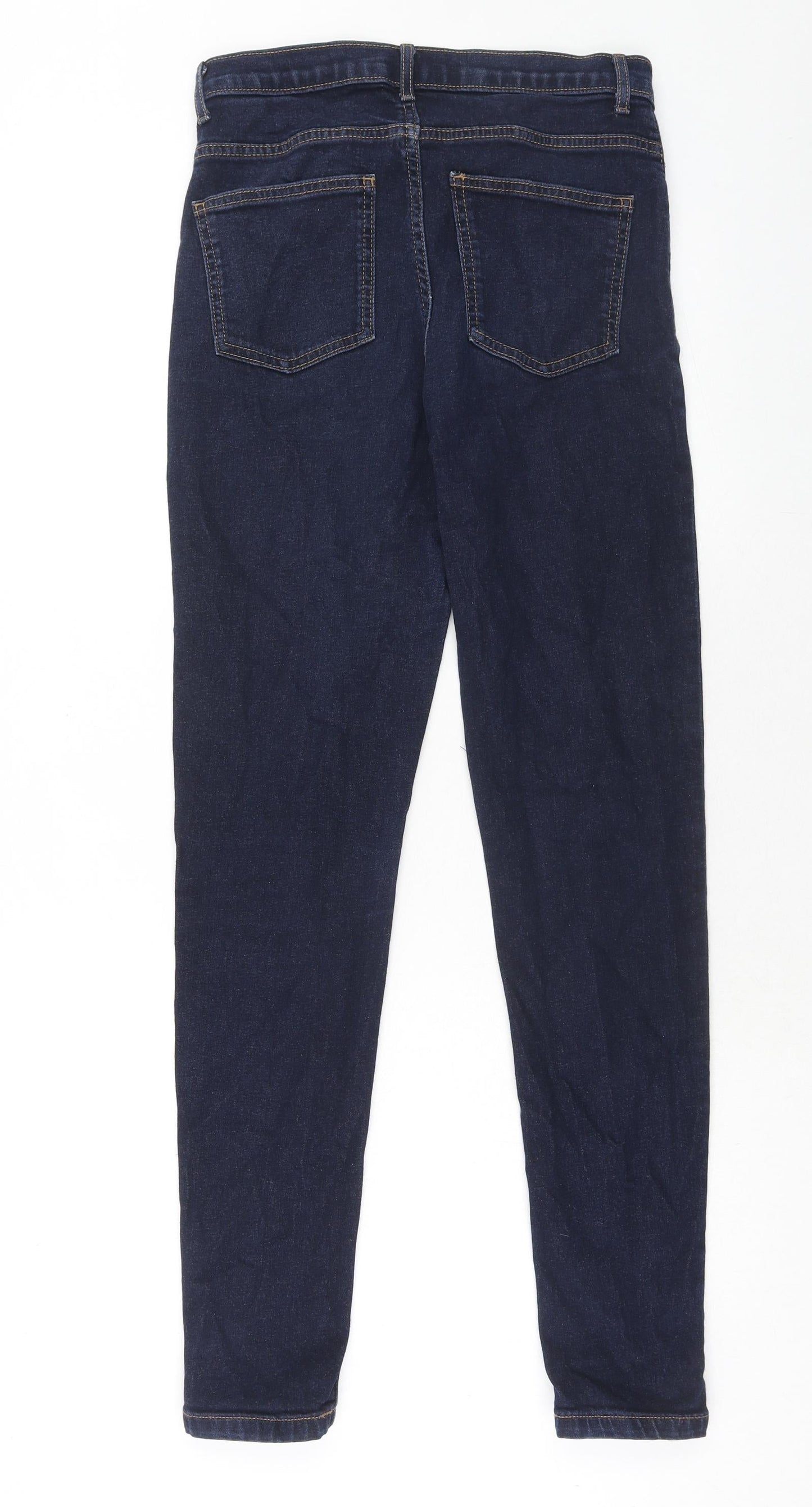 Marks and Spencer Womens Blue Cotton Skinny Jeans Size 8 Regular Zip