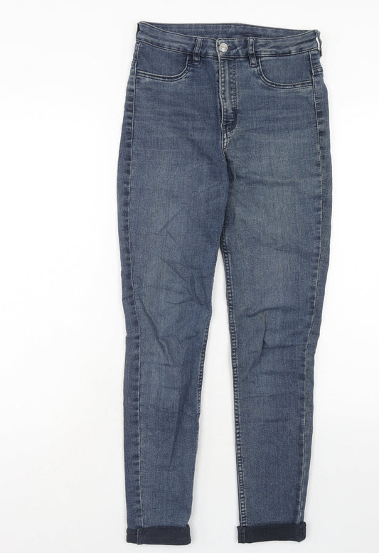 H&M Womens Blue Cotton Skinny Jeans Size 8 Regular Zip