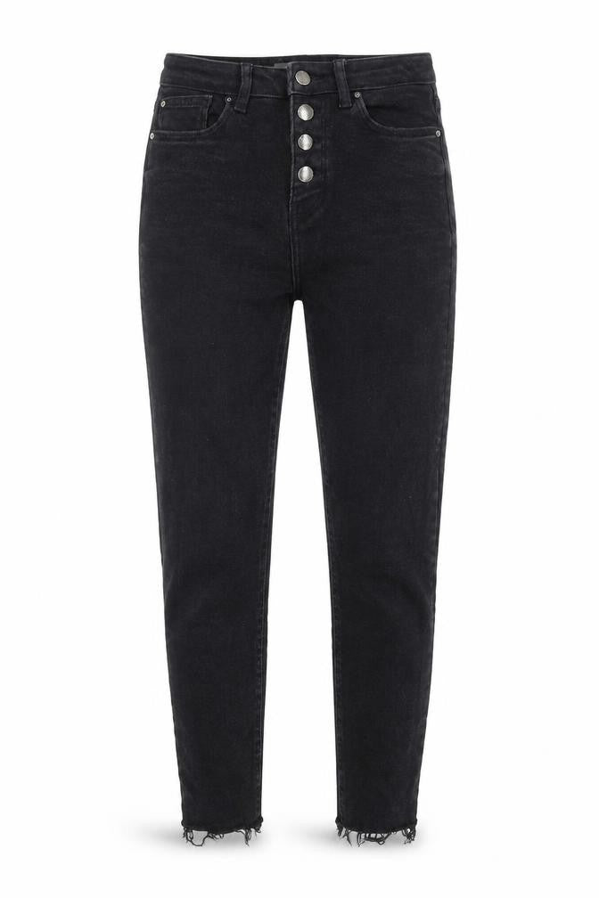 Denim & Co. Womens Black Cotton Straight Jeans Size 8 Regular Zip