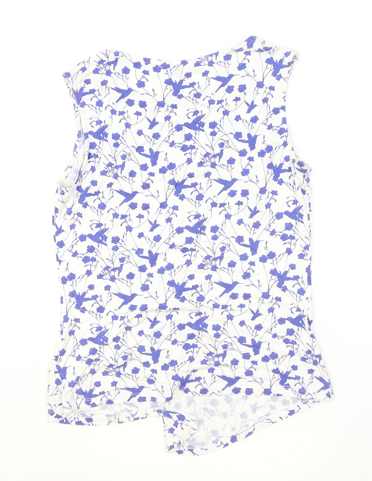 RJR.John Rocha Womens Ivory Floral Viscose Basic Tank Size 10 Scoop Neck - Bird Print, Ruched
