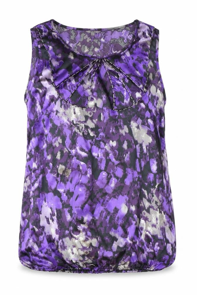 Klass Womens Purple Geometric Polyester Basic Tank Size 12 Scoop Neck - Elastic Hems