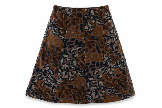 Preworn Womens Multicoloured Animal Print Cotton Swing Skirt Size 30 in - Leopard Pattern