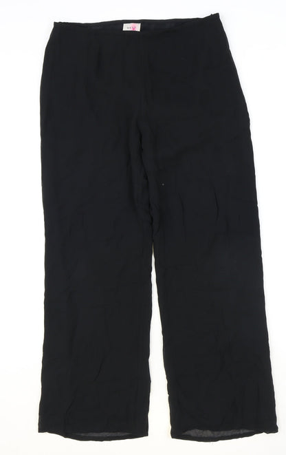 Next Womens Black Polyester Trousers Size 10 Regular Zip